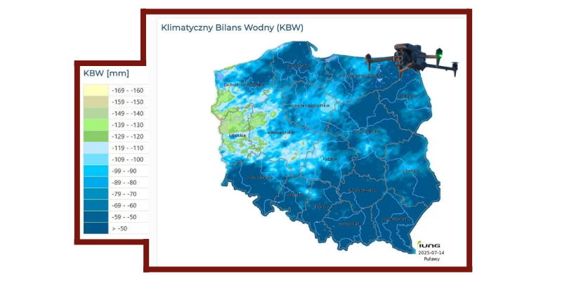 Klimatyczny Bilans Wodny KBW województwo lubuskie monitoring suszy IUNG Puławy